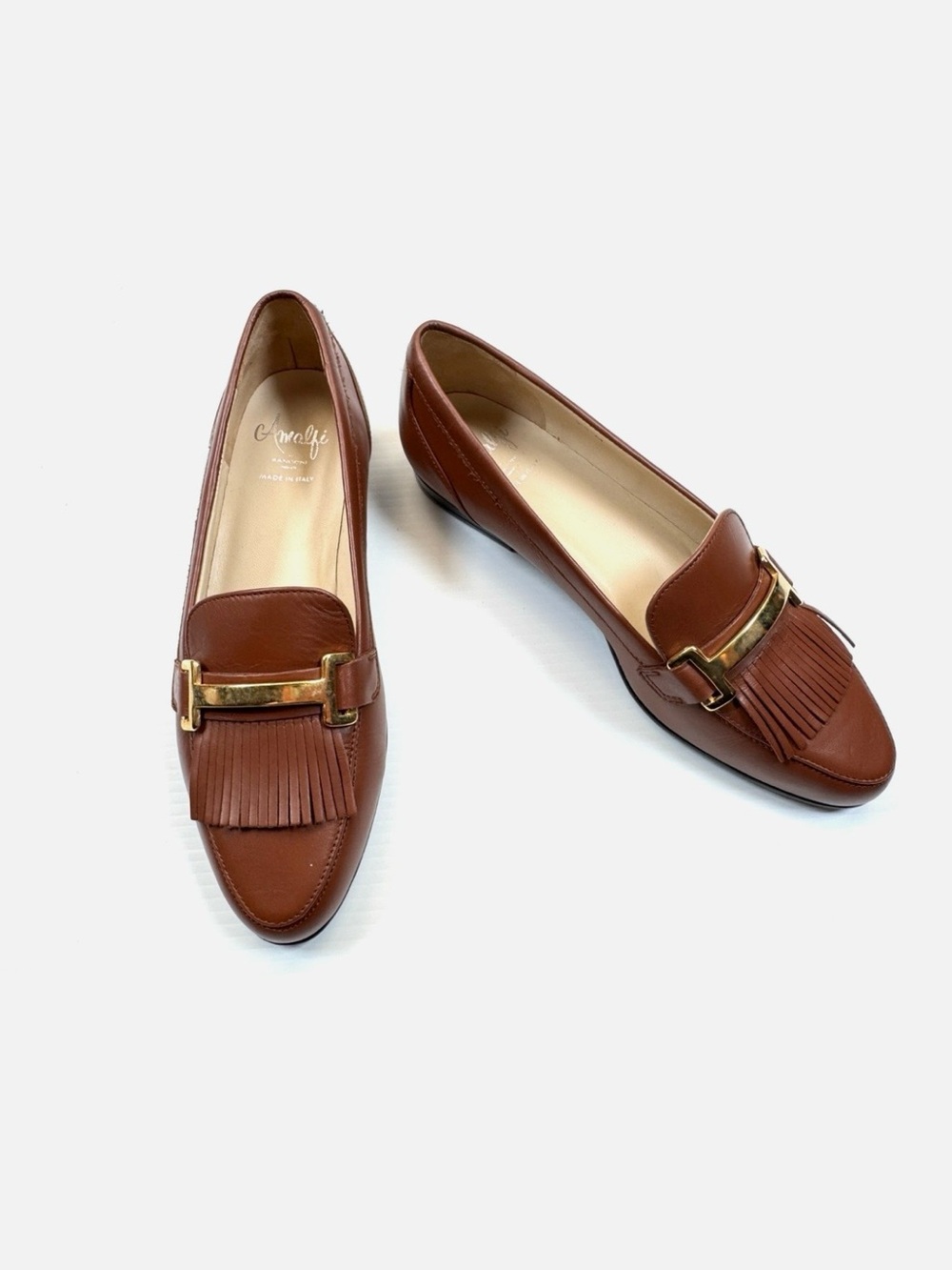 Amalfi by Rangoni Oasi Leather Loafer Flat in a rich, brown leather finish
